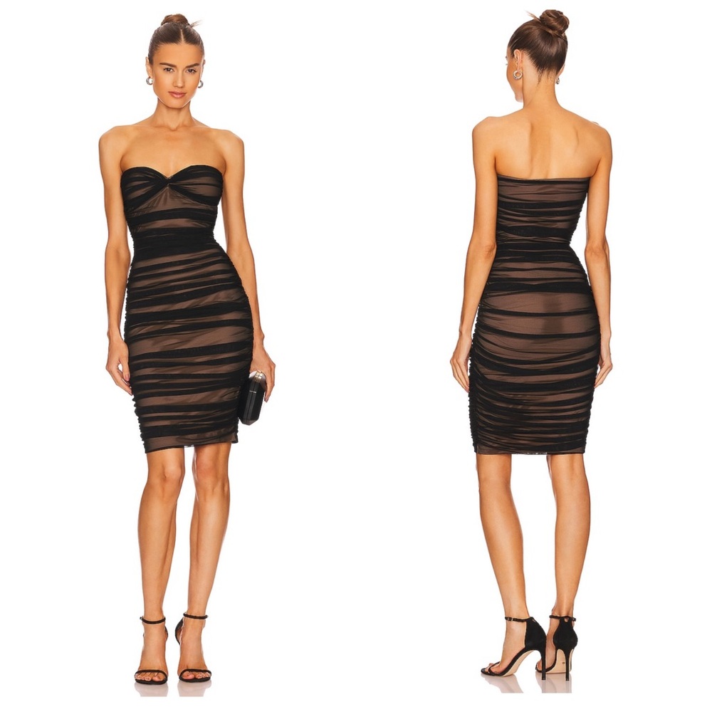 NWT Norma Kamali Black Strapless Midi Dress